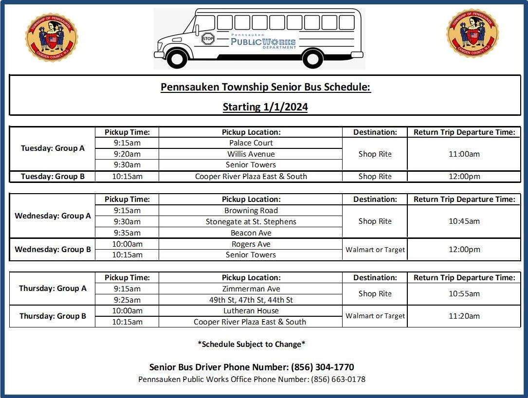 Pennsauken Senior Bus Schedule 2024